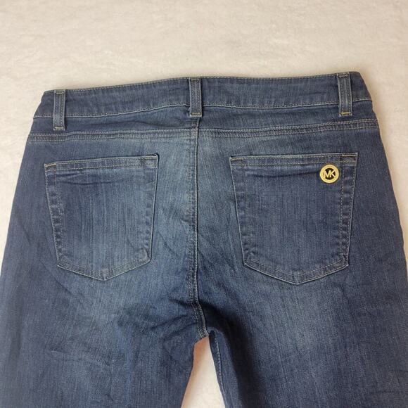 Michael Kors Womens Cropped Izzy‎ Skinny Denim Jeans Sz 8 Blue Dark Wash Stretch - Picture 3 of 12